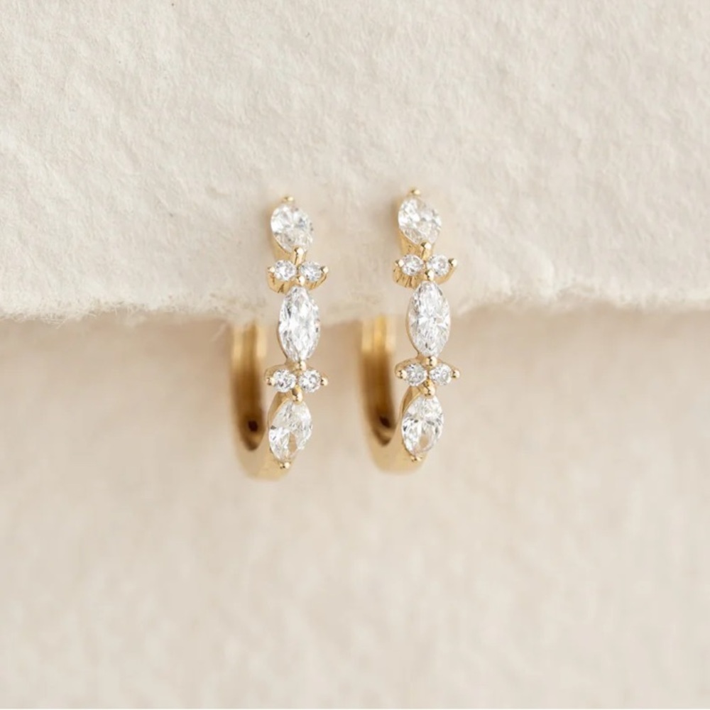 Linjer Zoya Huggie Earrings 14K Yellow Gold and Lab Grown Diamonds